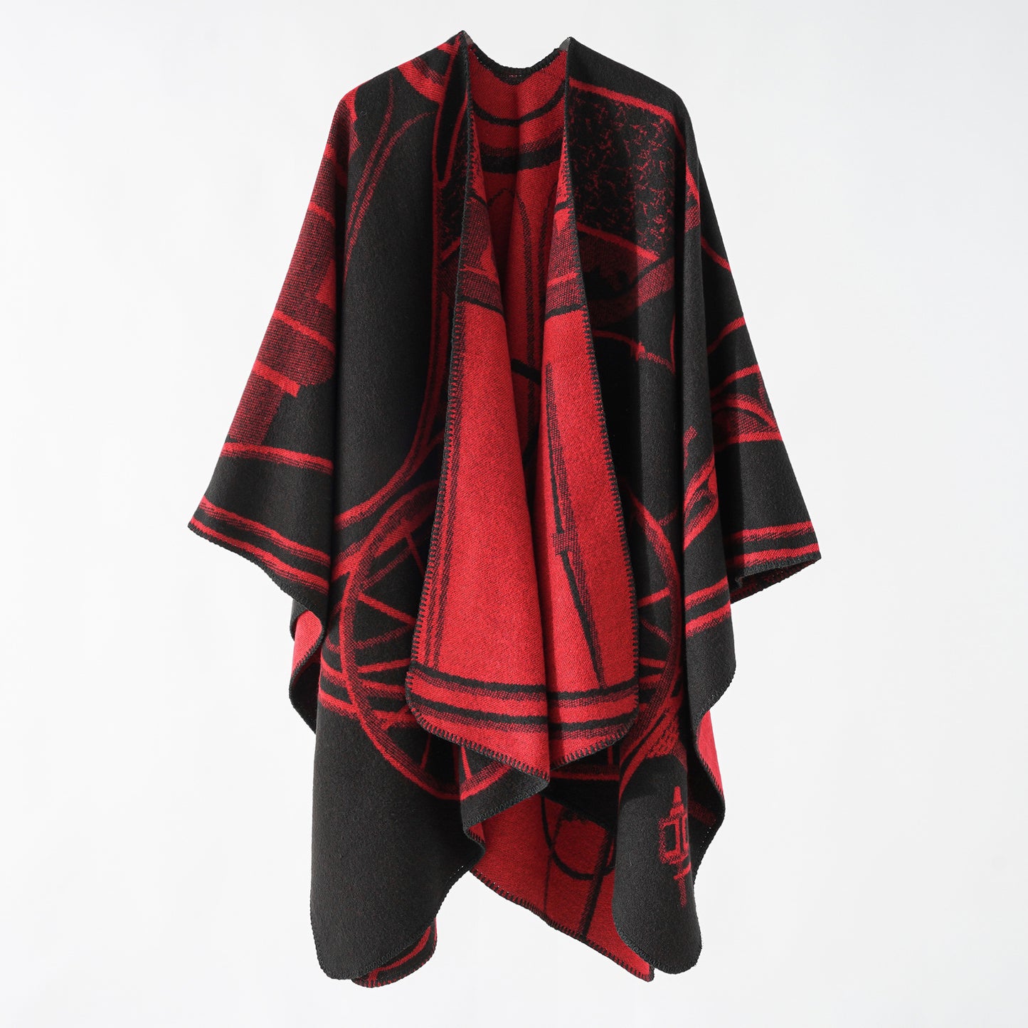 Lengthen Thicken Cashmere Like Autumn Winter Ethnic Travel Split Shawl Cape