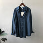 Tencel Shirt Women  Autumn Korean Long Sleeve Retro Design Loose Lapels Shirt