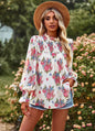 Floral Print Top Spring Summer Elegant Double Layer Women Clothing