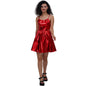 Sequin Sling Dress Bronzing Patent Leather Solid Color Sexy Pleated Dress Costumes Women