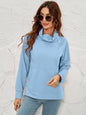 Autumn Winter Women Sweater Long-Sleeved Kangaroo Pocket Split Snap Fastener Women Top