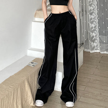 Winter Street High Waist Loose Slimming Drawstring Ankle Tied Sports Casual Pants Trousers for Women