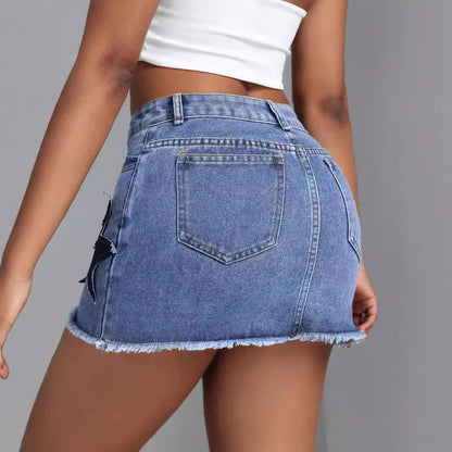 Women Clothing Sexy High Waist Slimming Miniskirt Denim Skirt