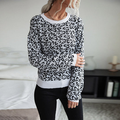 Autumn Women Clothing Leopard Print Long Sleeve Women Sweater