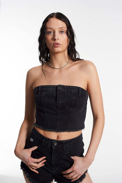 Slim Denim Tube Top Women