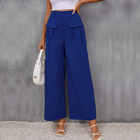 Autumn Pants Slim Fit Slimming Blue Wide Leg Pants