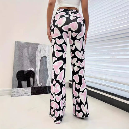 Printing High Waist Hip Wrapped Casual Pants Micro Bell Bottom Pants Women Women