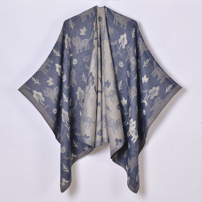 Ladies Artificial Cashmere Scarf Shawl Japanese Korean Cartoon Double Sided Jacquard Cardigan