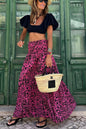 Summer Casual Women Wear Printed Long Skirt Elastic Waist Expansion Skirt for Vacation Skirt