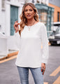 Autumn Women Clothing Solid Color Double Line Jacquard T shirt Long Sleeve Top