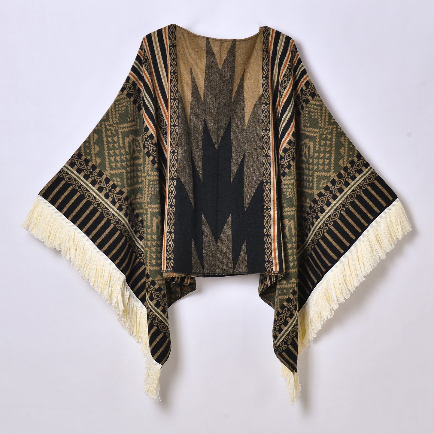 Travel Photography Women's Shawl Ethnic Tassel Pullover Keep Warm Jacquard Outdoor Decoration Large Cloak