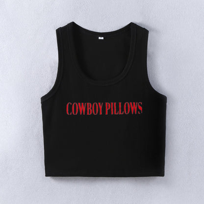 Cowboy Pillows Street Trendy Short Vest Women Top Summer