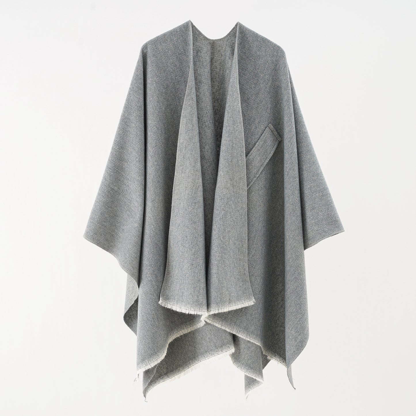 Solid Color Cashmere like Large Split Shawl Warm Monochrome Cloak Plain Cloak