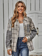 Autumn Winter Casual Women Clothing Single Breasted Plaid Stitching Shirt Women