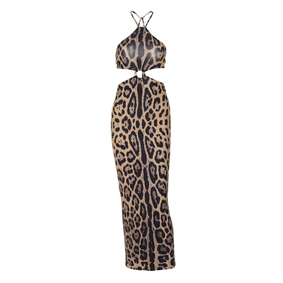 Women Wear Autumn Sexy Leopard Print Bandeau Sling Dress