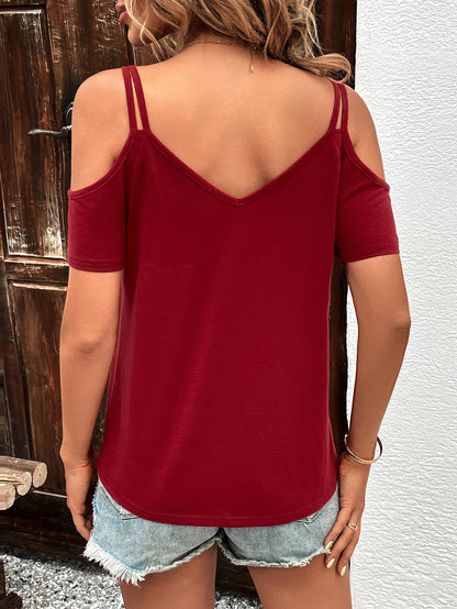 Women Clothing Strap Solid Color off-the-Shoulder Top