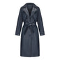 Spring Autumn Women Trench Coat Long Loose Jacket Faux Leather Coat Women Oversize Classic Turn down Collar Coat Containing Belt