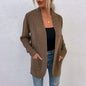 Autumn Winter New  Women Clothing Knitwear Hem Curved Pocket  Sweater Women Coat