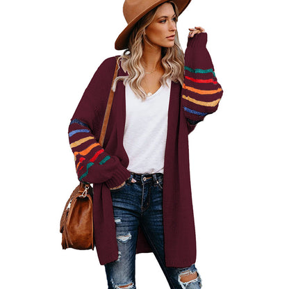 Autumn Winter Cardigan Sweater Women Clothing Loose Long Sleeve Mid Length Coat