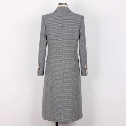 Spring Autumn High Quality Overcoat Coat Classic Houndstooth Senior Women Trench Coat