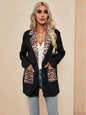 Women Clothing Leopard Splicing Cardigan Women Collared Blazer Tops