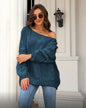 Women Autumn Winter Loose Sweater Round Neck Solid Color Pullover Sweater Women