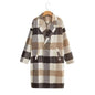 Autumn Women Clothing Wool Mid Length Plaid Coat