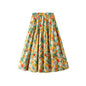 Vacation Printed Slimming Skirt Women Age Reducing Elastic Waist Wide Hem Long Skirt