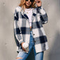 Plaid Shacket   Hooded Loose Casual Shacket Jacket Outerwear