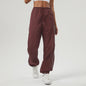 Contrast Color Casual Overalls Drawstring Pocket Sports Trousers Baggy Straight Trousers Indoor Fitness Trousers