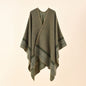 Autumn Winter Solid Color Houndstooth Pattern Herringbone Warm Shawl Cashmere Cloak