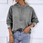 Hooded Drawstring Sweater Autumn Winter Solid Color Pullover Casual Sweater for Women