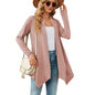 Women Clothing Autumn Winter Solid Color Loose Long Sleeves Cardigan Coat Women