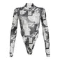 Street Cartoon Characters Printed Turtleneck Grenadine T shirt Stretch Tight Long Sleeve Bottoming Personalized Jumpsuit