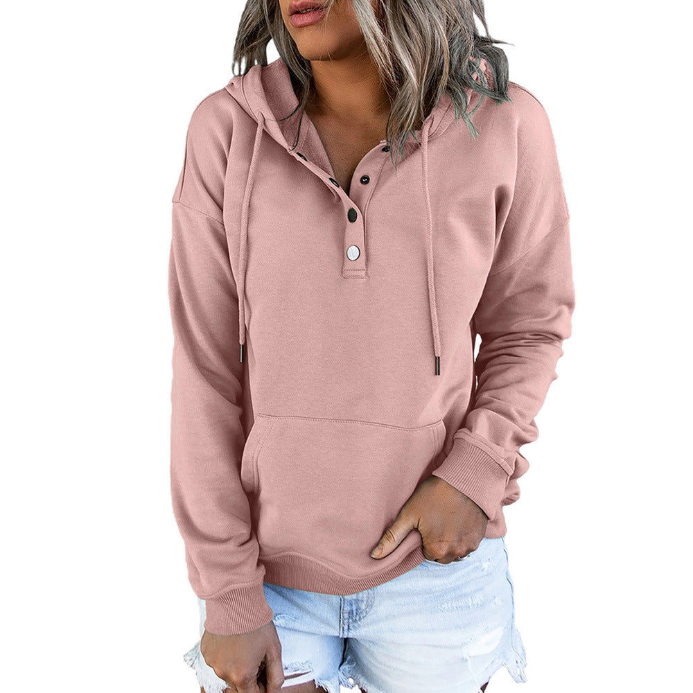 Solid Color Hooded Sweater Women Shiying Loose Oversized Long Sleeves Top