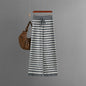 Autumn Winter Striped Wide Leg Pants High Waist Drooping Loose Knitted Mop Straight Wool Casual Pants