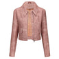 Spring Autumn Thin Leather Coat Women Long Sleeved Casual Women Jacket Leather