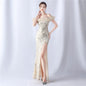 Fabric Sequin Combined With Embroidery Thread Heavy Craft Folding Organza Boutique Evening Dress