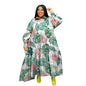 Plus Size Spring Autumn Half Cardigan Long Sleeve Tied Printed Shirt Women Dress