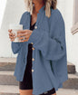 Autumn Coat Casual Polo Collar Pocket Stitching Irregular Asymmetric Shacket for Women