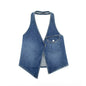 Solid Color Slim Fit Sexy Denim Vest Sexy Halter Top Spring Asymmetric Design Vest for Women