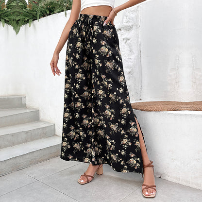 Summer Women Pants Big Horn Printed Wide Leg Pants