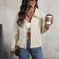 Women Clothing Autumn Winter Corduroy Jacket Vintage Cardigan Zipper Pocket Coat Women