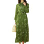 Women Chiffon Long Sleeve French Dress Three Lines Early Autumn Women Wear Maxi Dress