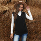 Winter Solid Color Women Sweater Vest Mid-Length Sleeveless Top Sweater