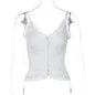 Women Clothing Sexy Lace Sexy V neck Cardigan Buckle Strap Small Tank Top