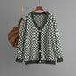 Autumn Winter Jacquard Knitted Cardigan Coat Sweater Women