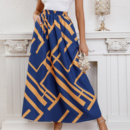 High Waist Elastic Skirt Casual Wild Long Skirt Office