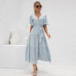 Summer Arrival Women Clothes Sexy V neck Long Patchwork Dress