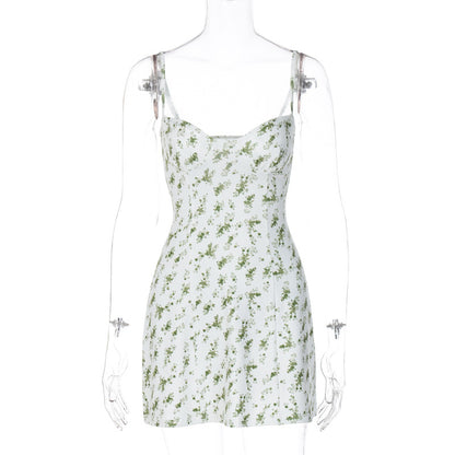 Autumn Winter Small Floral Cami Dress Women Clothing